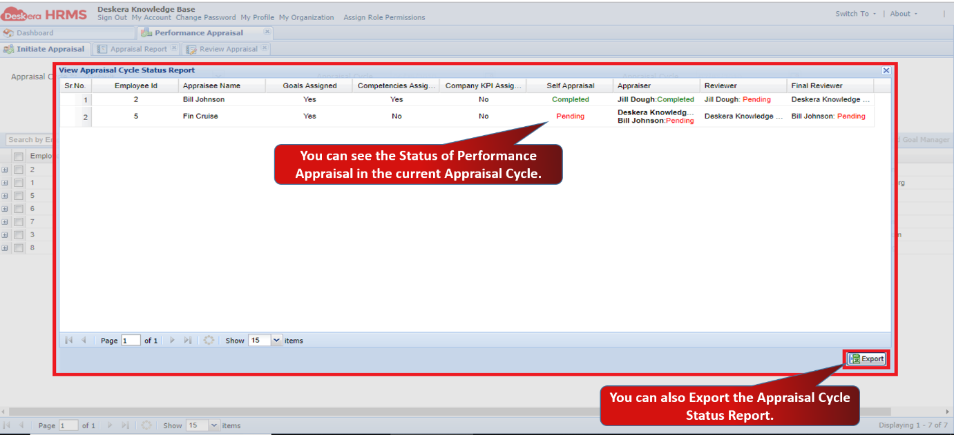 Appraisal Process - View Appraisal Cycle Status – Deskera Help Centre