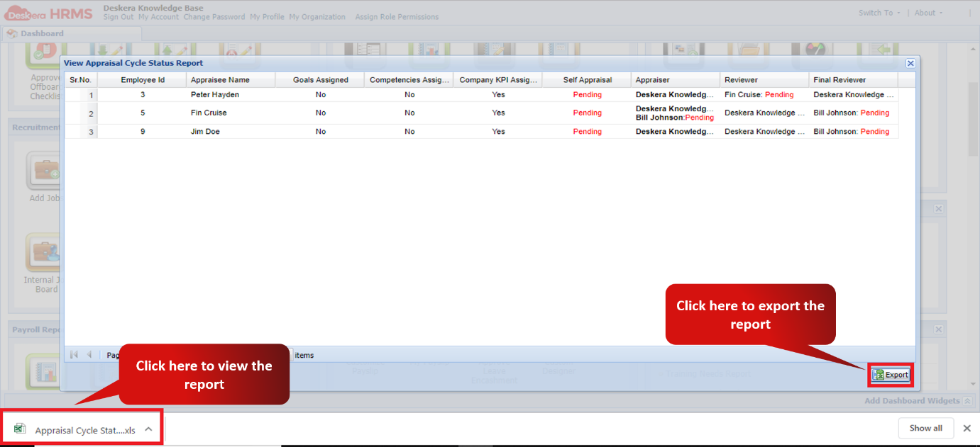 Appraisal Cycle Status Report – Deskera Help Centre