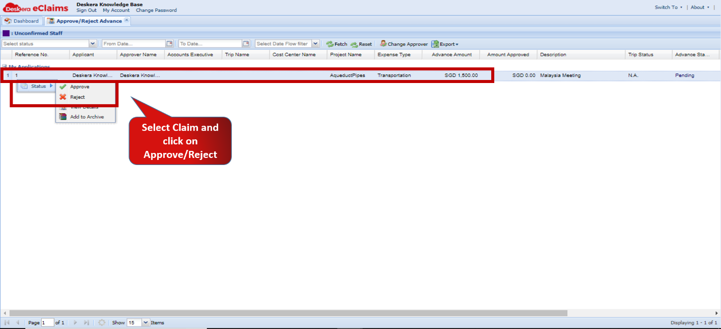 Approve/Reject Advance Request, Change Approver – Deskera Help Centre